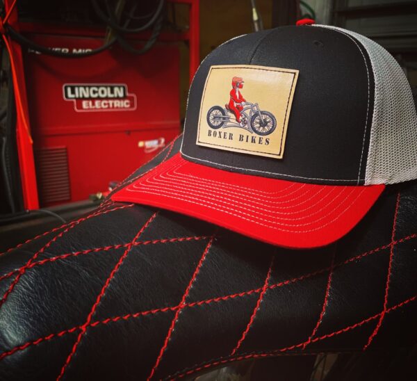 Red, Black and White Boxer Bikes Hat